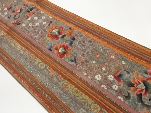 JAPANESE FUKURO OBI / MATELASSE / FLOWER ARABESQUE